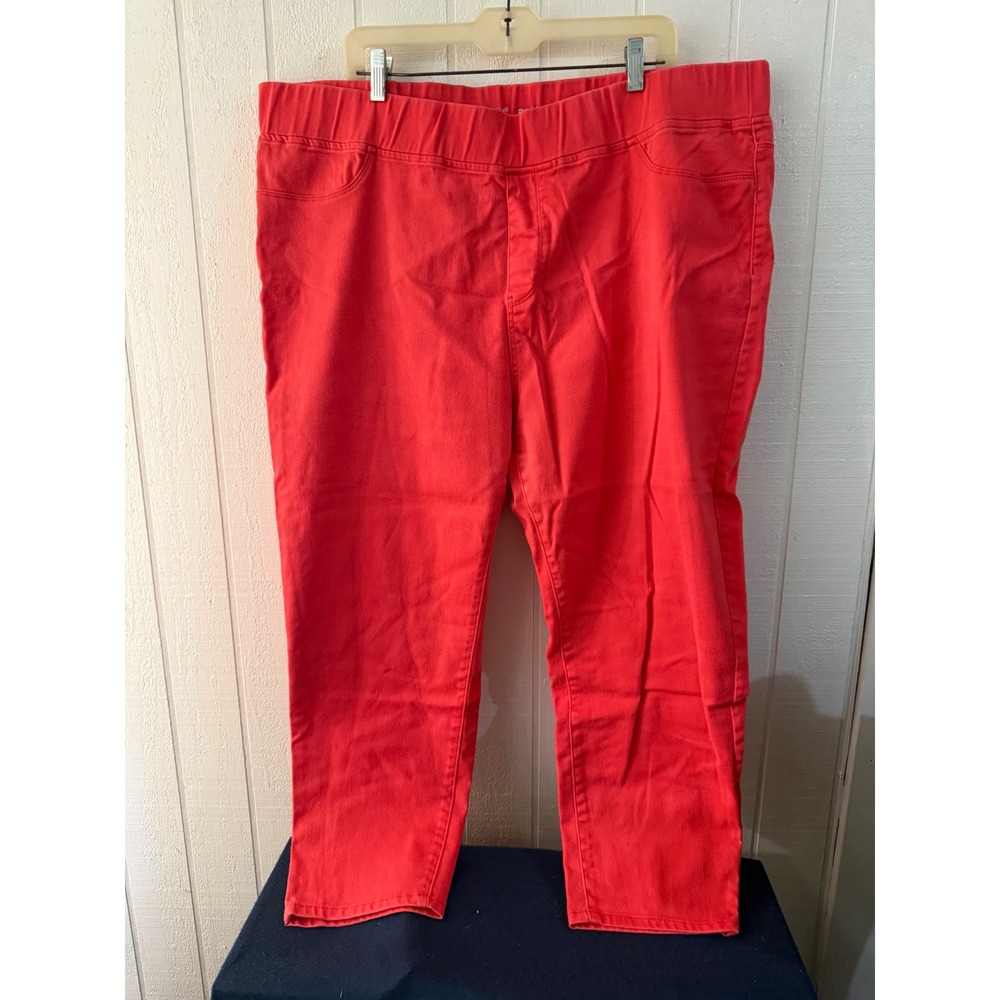 Avenue Denim Coral Red Ankle Pants Plus Size 26 Average Pull On Stretch Casual